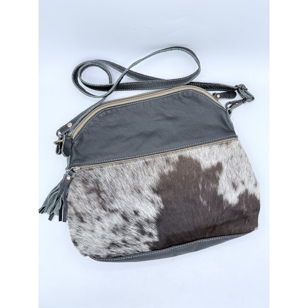 Myra Western Cowgirl Cowhide‎ Brown Womens Crossbody Bag Leather NWOT